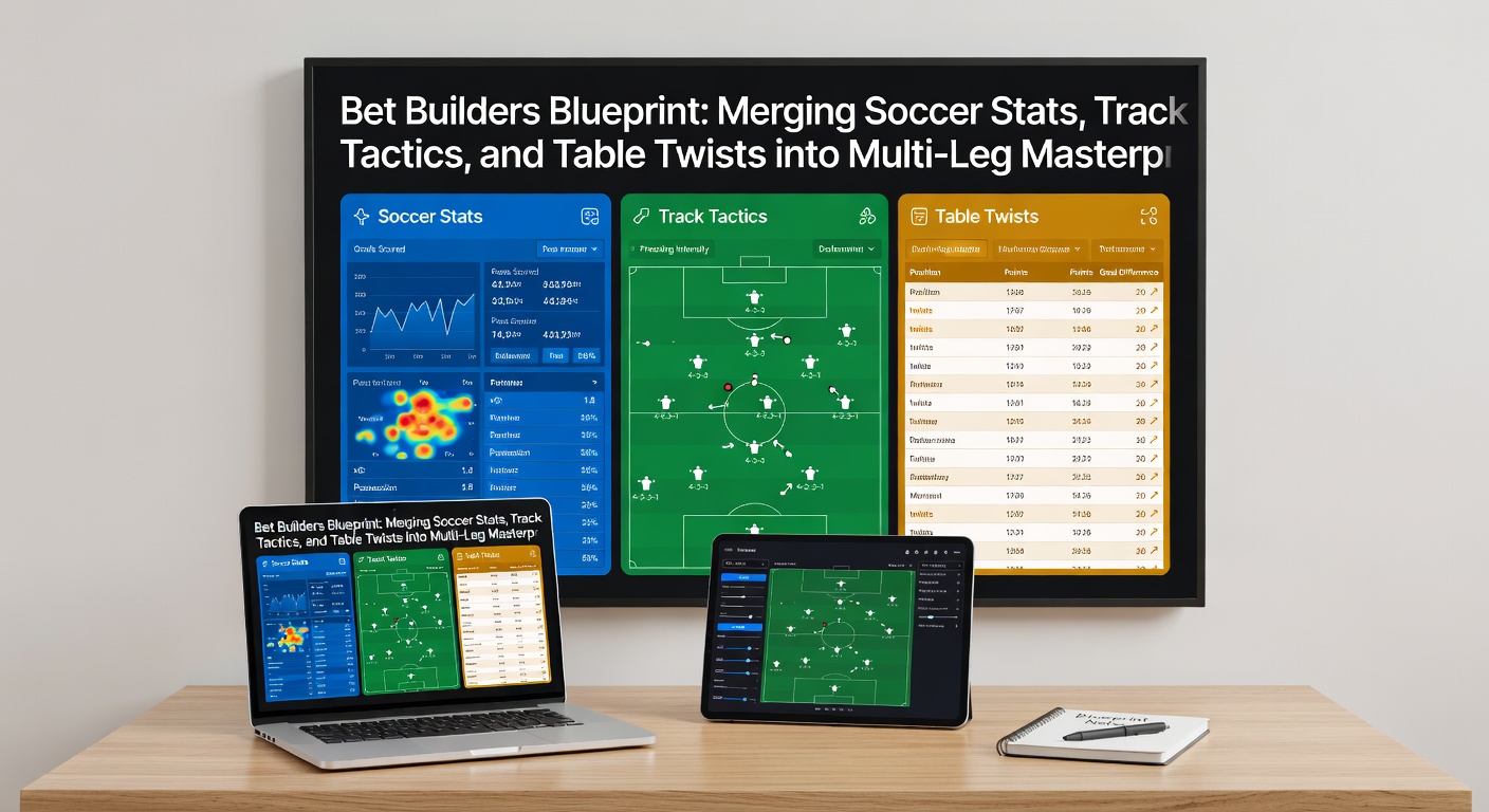 Close-up of a bet slip builder app interface layering soccer goal stats, horse racing form lines, and casino blackjack outcomes into a single multi-leg wager