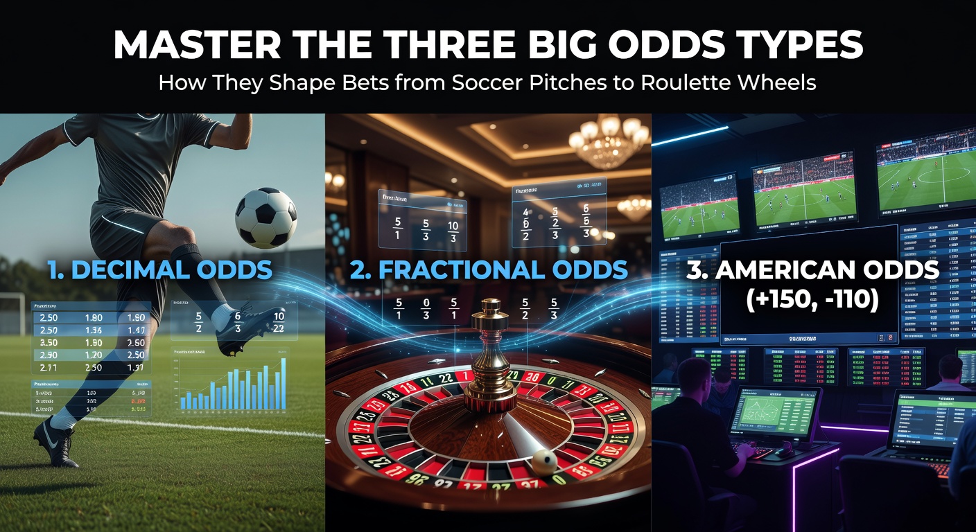 Vibrant soccer pitch action with overlaid betting odds displays transitioning to a spinning roulette wheel