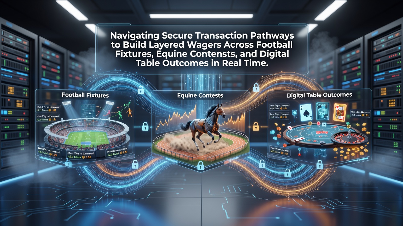 Secure transaction pathways enabling real-time layered bets on football, horse racing and casino tables
