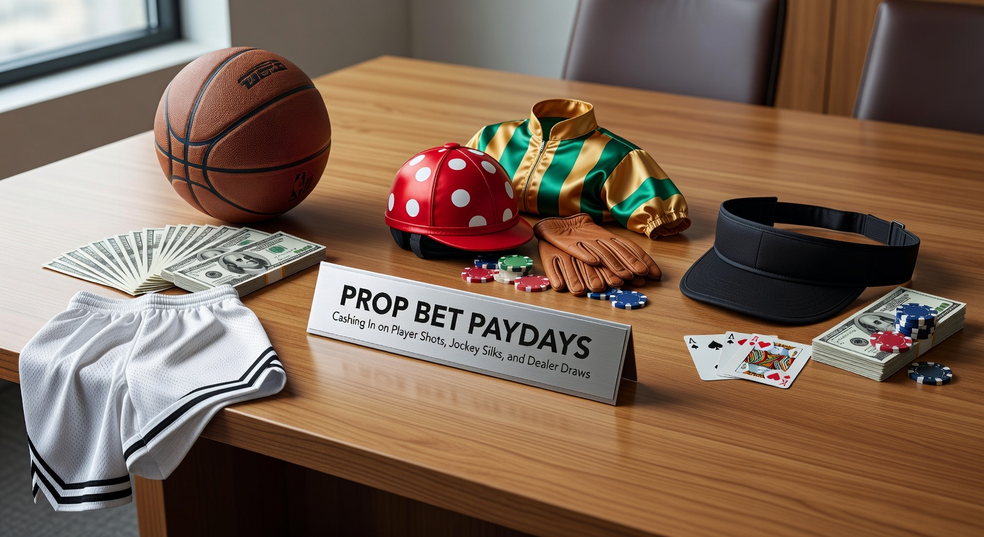 A dynamic split image showing a soccer player taking a shot, a jockey in colorful silks racing on horseback, and a casino dealer drawing cards at a blackjack table