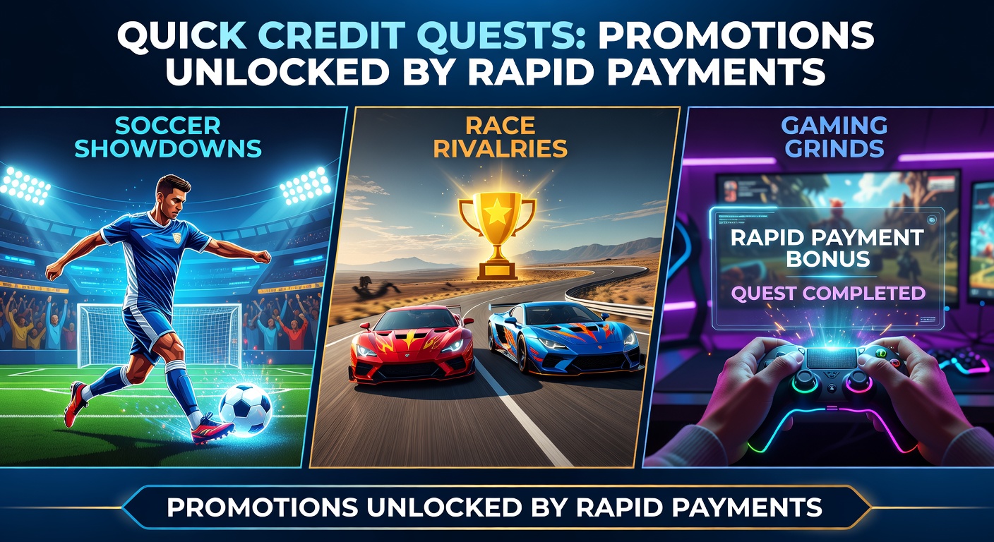 Vibrant digital graphic showing lightning-fast money transfers unlocking glowing bonus chests amid soccer pitches, horse racing tracks, and spinning casino reels