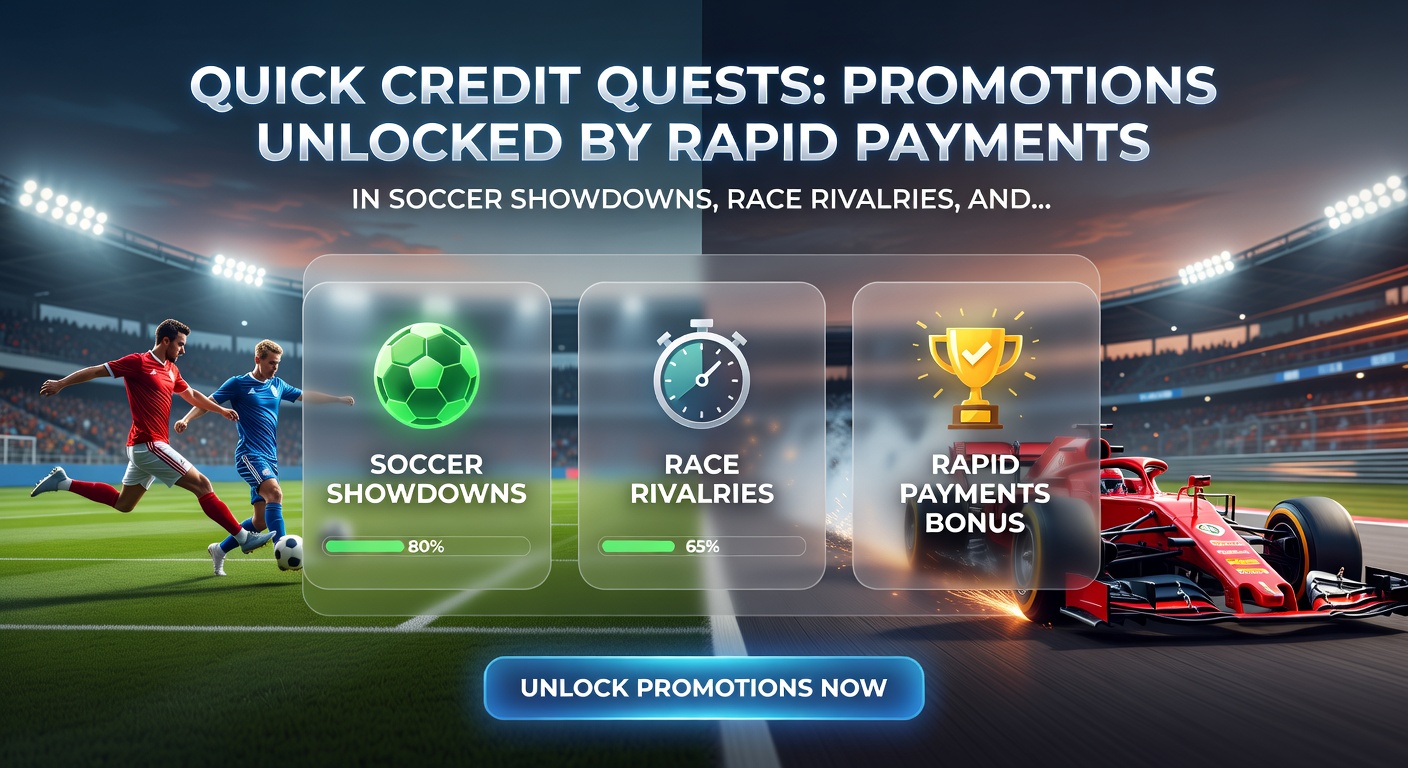 Action-packed scene of a soccer player celebrating a goal, overlaid with speeding money icons and promo pop-ups, flanked by racehorses and casino chips