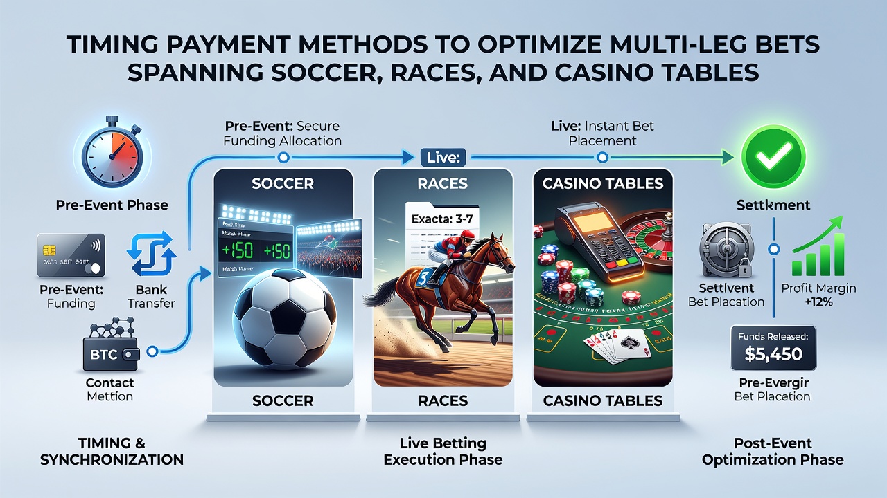Comparison chart of payment processing times for soccer, racing, and casino multi-leg bets